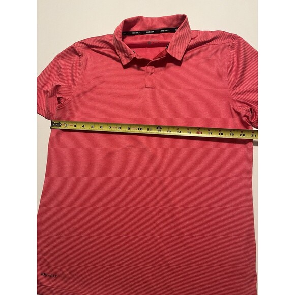 Nike Golf Dri Fit Polo Shirt Red/Orange PinStriped Mens Medium M - Picture 8 of 12